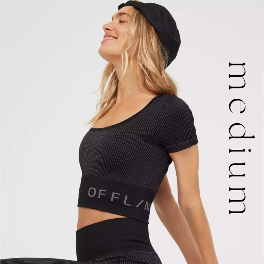 COPY - NWOT Aerie OFFLINE rib seamless short sleeve crop tee sz M